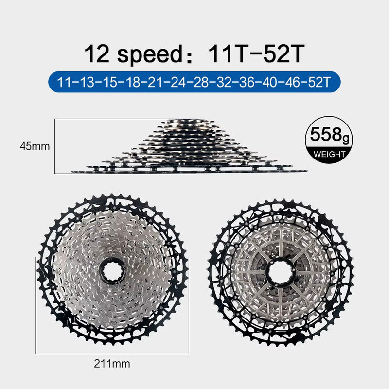 Piñon Cassette 12v 11-52 Nucleo Hg Shimano Ultra Light 1x12