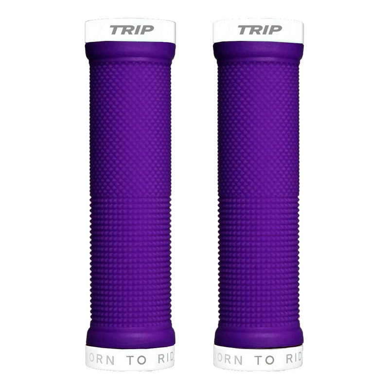 Puños Bicicleta Trip Antideslizante Lock Grips Violet White - Violeta