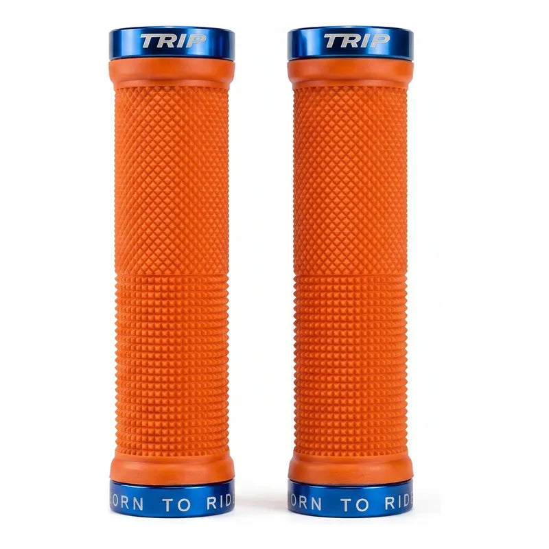 Puños Bicicleta Trip Lock Grips Antideslizante Orange Blue Naranjo / Azul