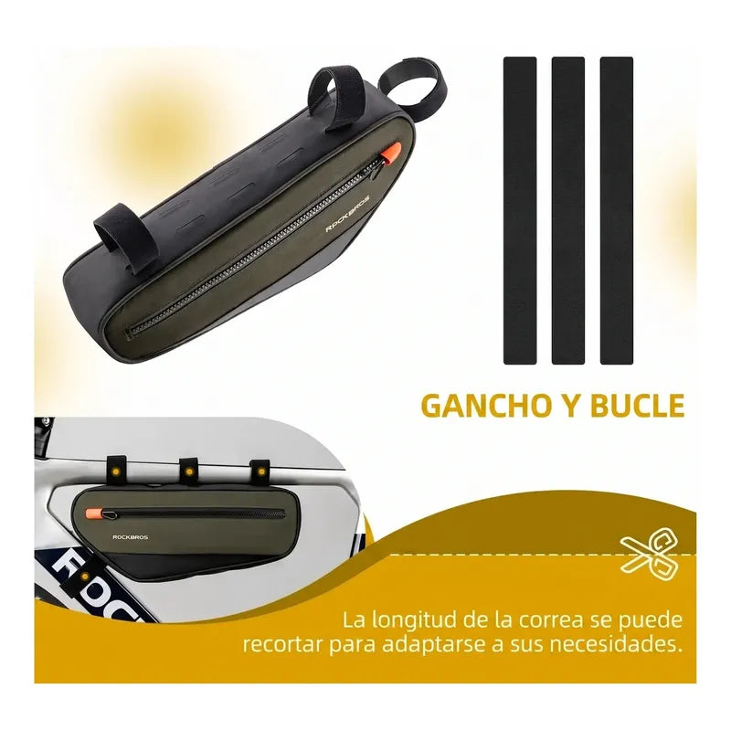 Bolso Cuadro Bicicleta Rockbros 1.7l Impermeable Reflectante Verde-negro