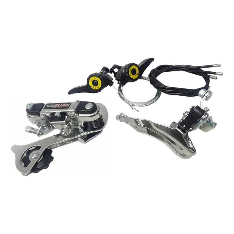 Set Manillas Cambio Trasero Desviador Y Fundas 3x 5v 6v 7v