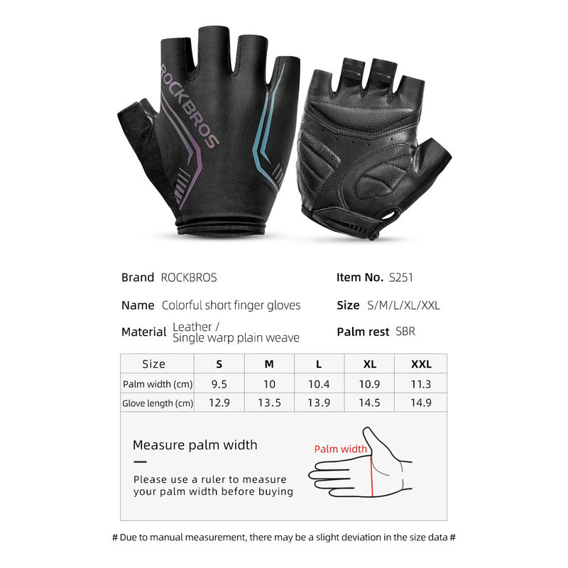 Guantes Bicicleta Rockbros Reflectantes Cuero Dedo Corto Mtb Mi tienda-Repuesto-de-bicicleta