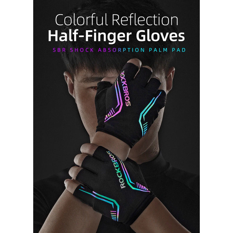 Guantes Bicicleta Rockbros Reflectantes Cuero Dedo Corto Mtb Mi tienda-Repuesto-de-bicicleta