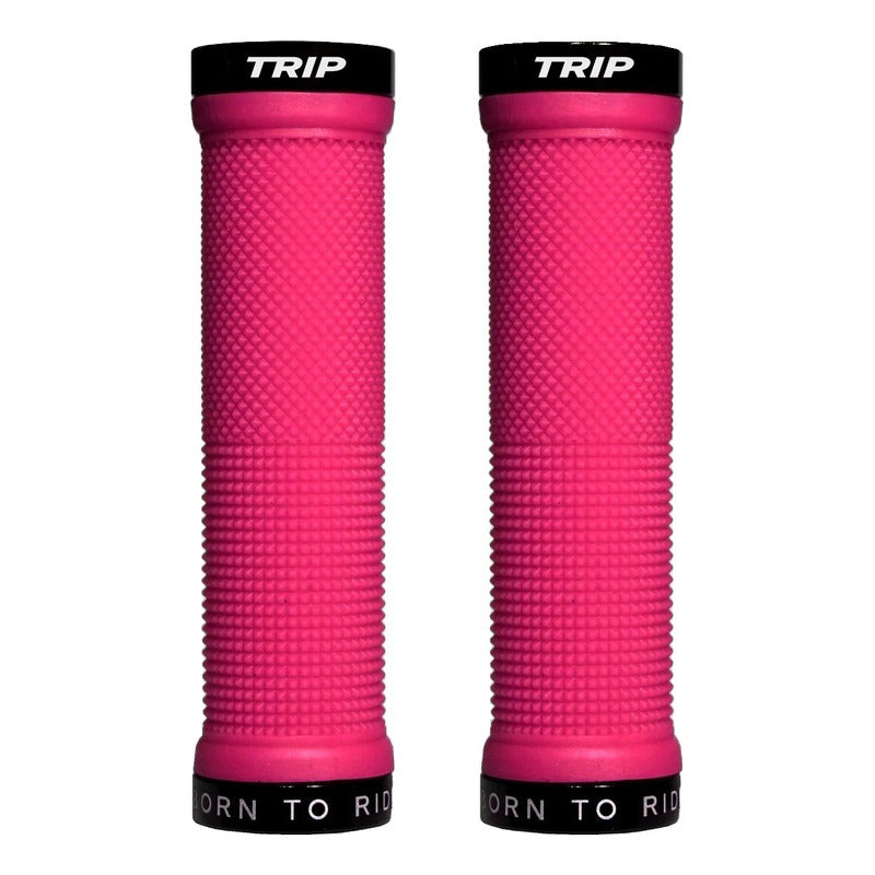 Puños Bicicleta Trip Antideslizante Lock Grips Pink Black - Rosa