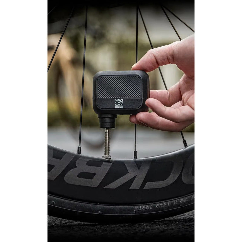 Bombin Compresor Electrico Bicicleta Rockbros 100psi Usb-c - Negro