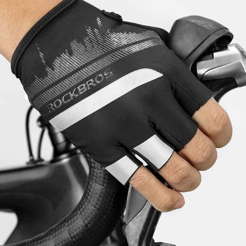 Guantes Bicicleta Rockbros Reflectantes Dedo Corto Ruta Mtb Mi tienda-Repuesto-de-bicicleta
