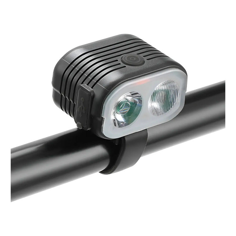 Luz Led Bicicleta Usb Delantera Impermeable Ip67 Con Bocina Negro