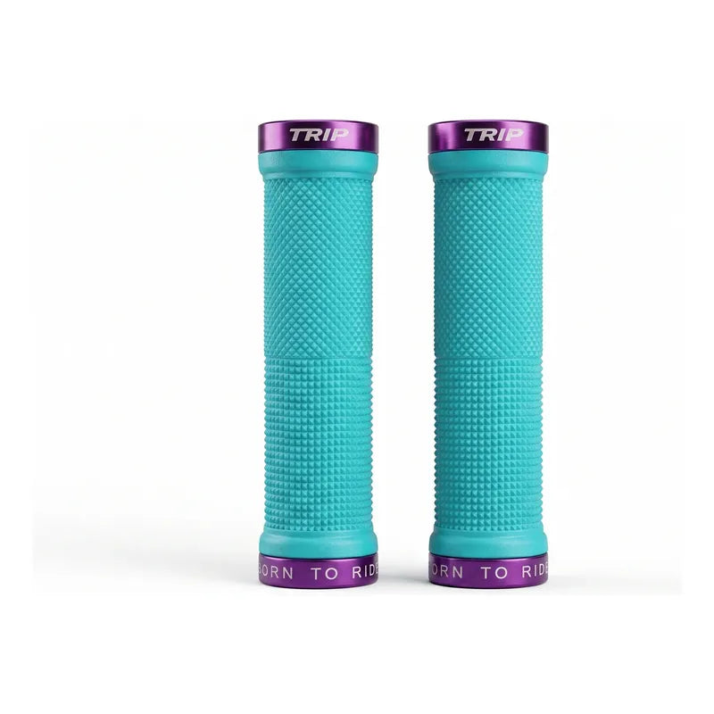 Puños Bicicleta Trip Lock Grips Antideslizante Turquesa Turquesa / Morado