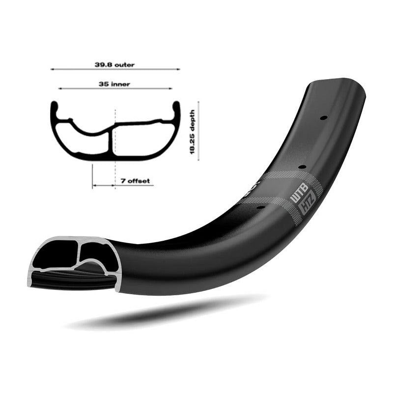 Llanta Aro Wtb Htz I35 29 Asimétrica Tcs Tubeless 32h Presta - Negro