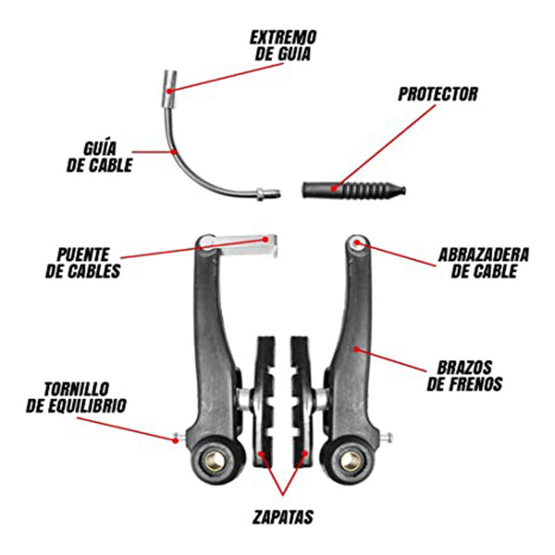 Kit Completo De Frenos V-brake Para Bicicleta Mtb Ruta Paseo Mi tienda-Repuesto-de-bicicleta