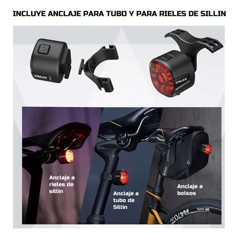 Luz Trasera Led Bicicleta Recargable Usb-c Ip66 Con Sensor Mi tienda-Repuesto-de-bicicleta