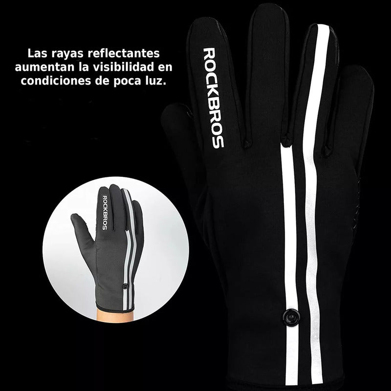 Guantes Bicicleta Rockbros Reflectantes Tactil Frio Invierno Mi tienda-Repuesto-de-bicicleta