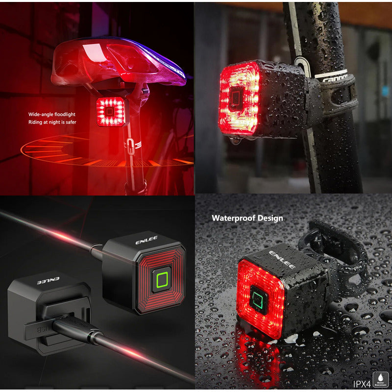 Luz Led Trasera Bicicleta Aluminio Recargable Ipx4 C/ Sensor