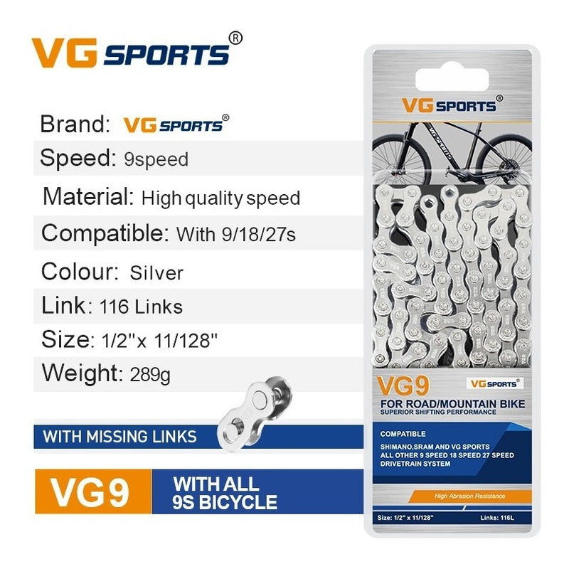Cadena 9v Velocidades 1x9 Bicicleta Mtb Ruta Ultra Ligera Mi tienda-Repuesto-de-bicicleta