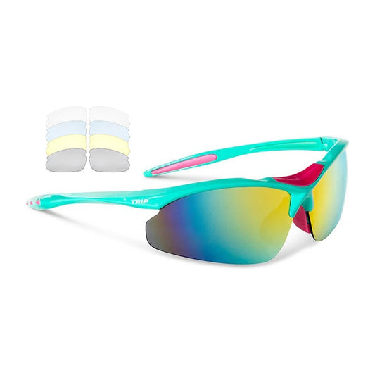 Lentes Gafas Ciclismo Deportivas Certificadas Trip 5 Micas Intercambiables Turquesa