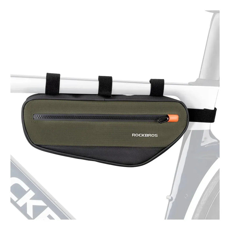 Bolso Cuadro Bicicleta Rockbros 1.7l Impermeable Reflectante Verde-negro