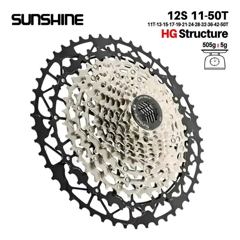 Piñon Cassette 12v 11-50 Ultra Light Para Nucleo Hg Shimano Black Silver 11 50