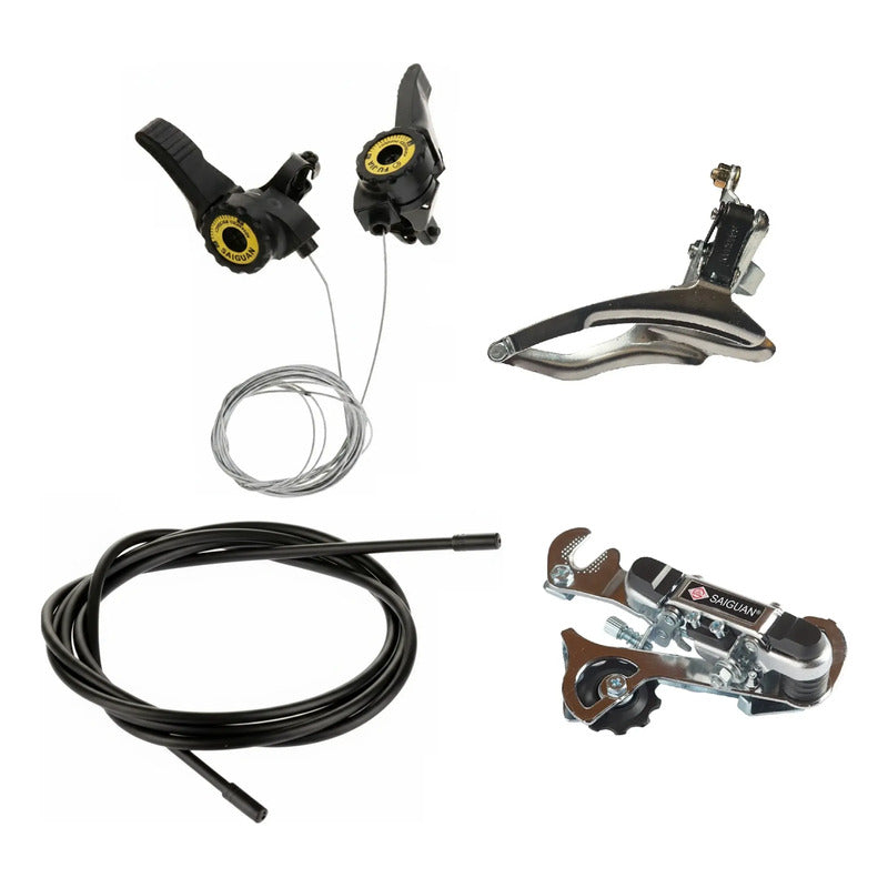 Set Manillas Cambio Trasero Desviador Y Fundas 3x 5v 6v 7v