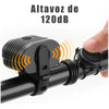 Luz Led Bicicleta Usb Delantera Impermeable Ip67 Con Bocina Negro