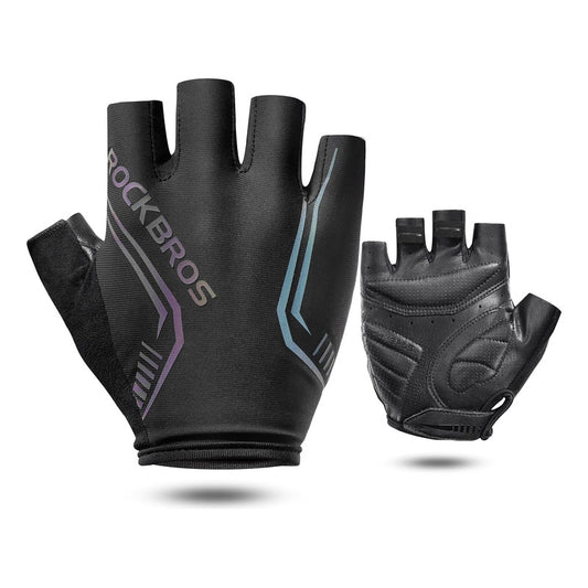 Guantes Bicicleta Rockbros Reflectantes Cuero Dedo Corto Mtb Mi tienda-Repuesto-de-bicicleta