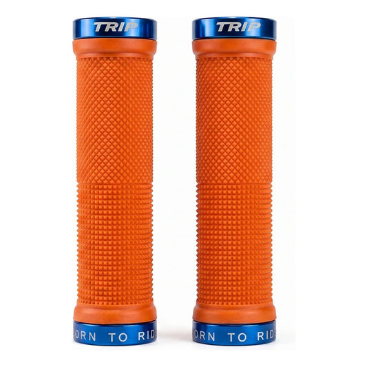 Puños Bicicleta Trip Lock Grips Antideslizante Orange Blue Naranjo / Azul