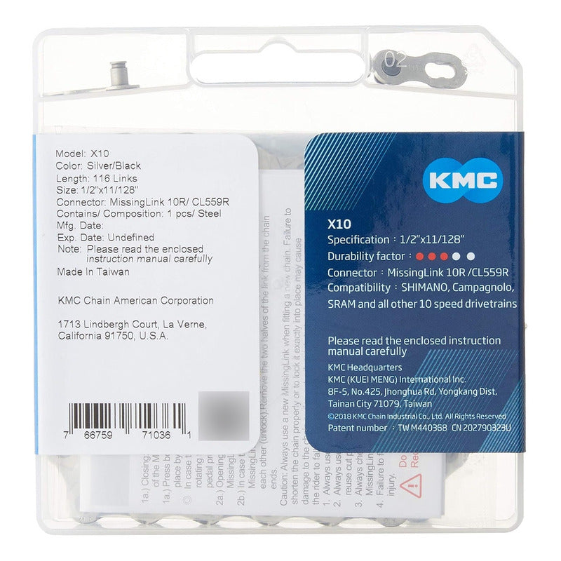 Cadena 10v Kmc X10 116 Eslabones 1x10 Original Taiwan Mi tienda-Repuesto-de-bicicleta