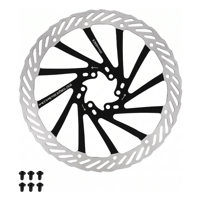Disco Rotor De Freno Hidraulico 6 Pernos Ozono 203mm Silver-black