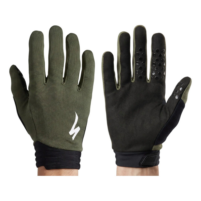Guantes Bicicleta Specialized Trail Mtb Dedo Largo Tactil Verde Musgo L