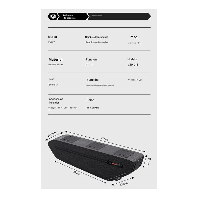 Bolso Cuadro Bicicleta Enlee 1.8l Impermeable Reflectante Negro