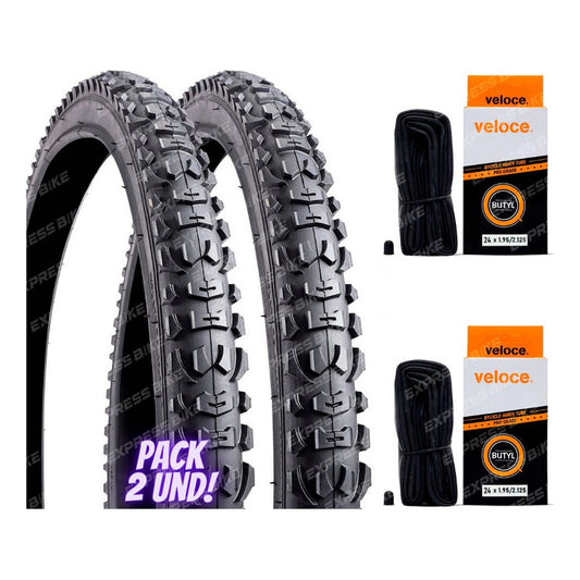 Pack 2 Neumaticos Y Camaras Aro 24 X 2.125 Rocky Mtb Mi tienda-Repuesto-de-bicicleta