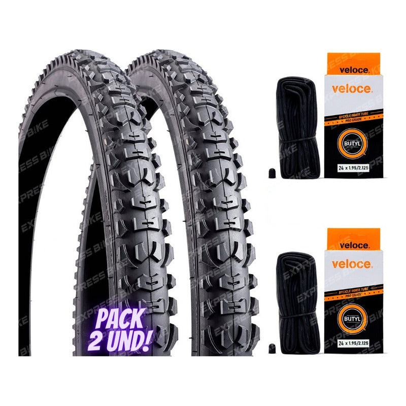 Pack 2 Neumaticos Y Camaras Aro 24 X 2.125 Rocky Mtb Mi tienda-Repuesto-de-bicicleta