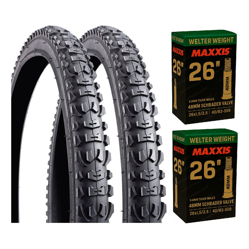 Pack 2 Neumaticos 26 X 2.10 Con Camaras Maxxis Valvula Auto Mi tienda-Repuesto-de-bicicleta