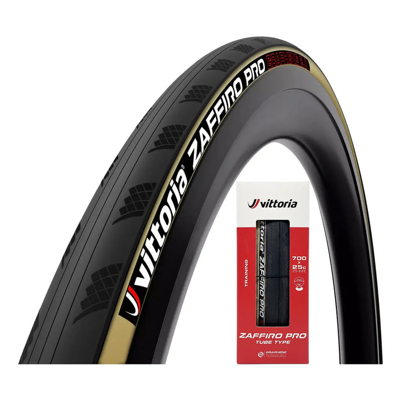 Neumatico Vittoria Zaffiro Pro V Graphene 700x25c Tanwall Negro - Marrón Claro