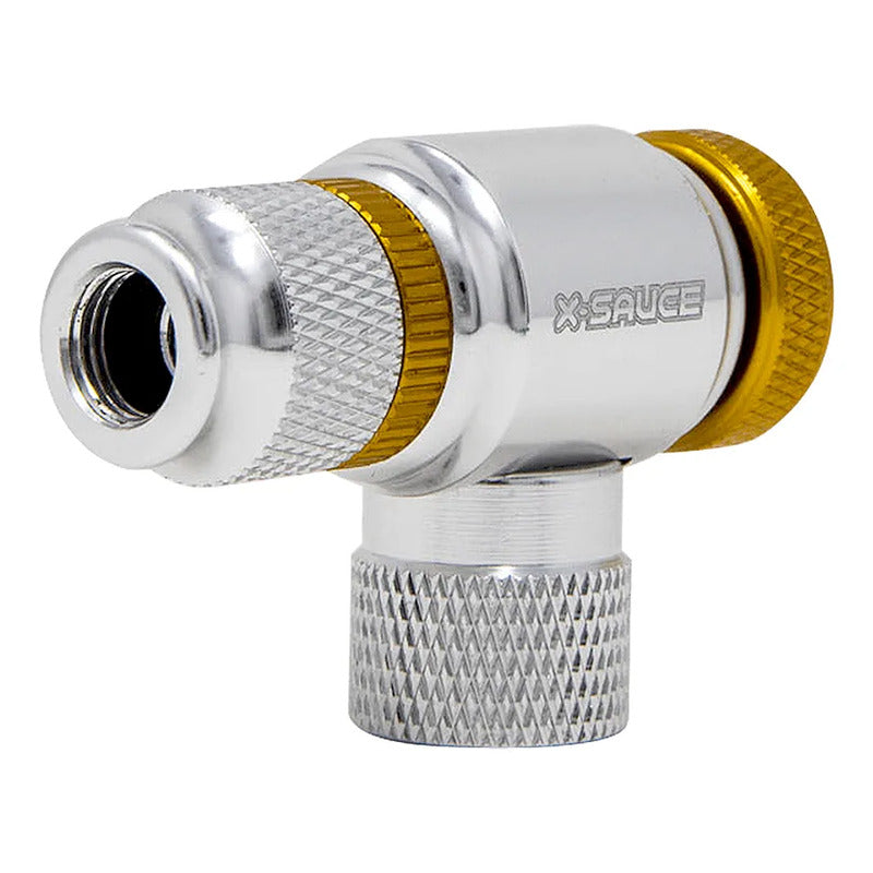 Bombin Inflador Co2 C/ Regulador X-sauce Valvula Auto Presta Plateado