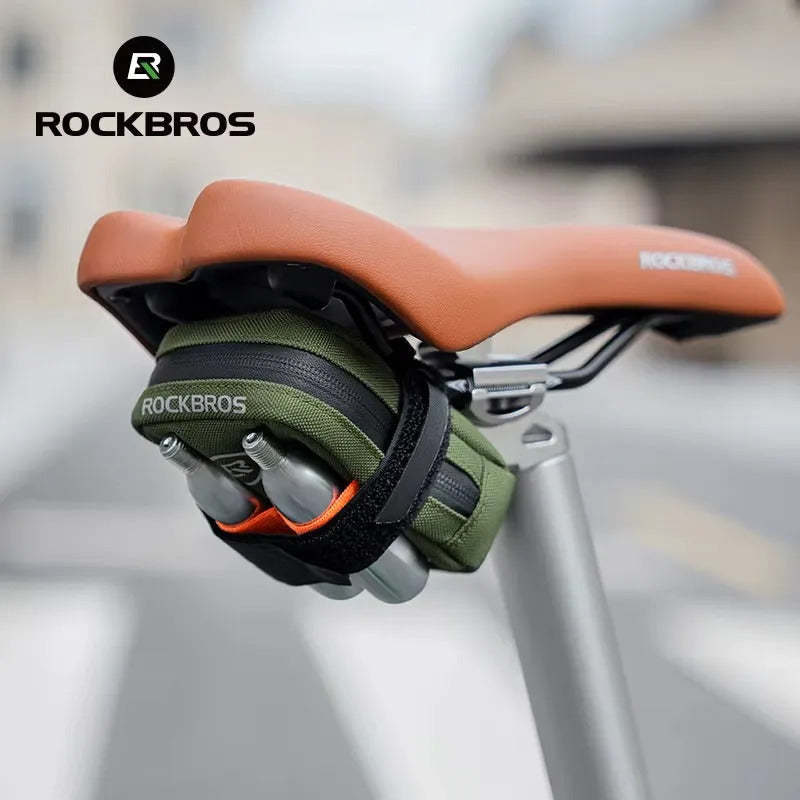 Bolso Alforja Para Sillín Bicicleta Compacto Rockbros Verde Oscuro