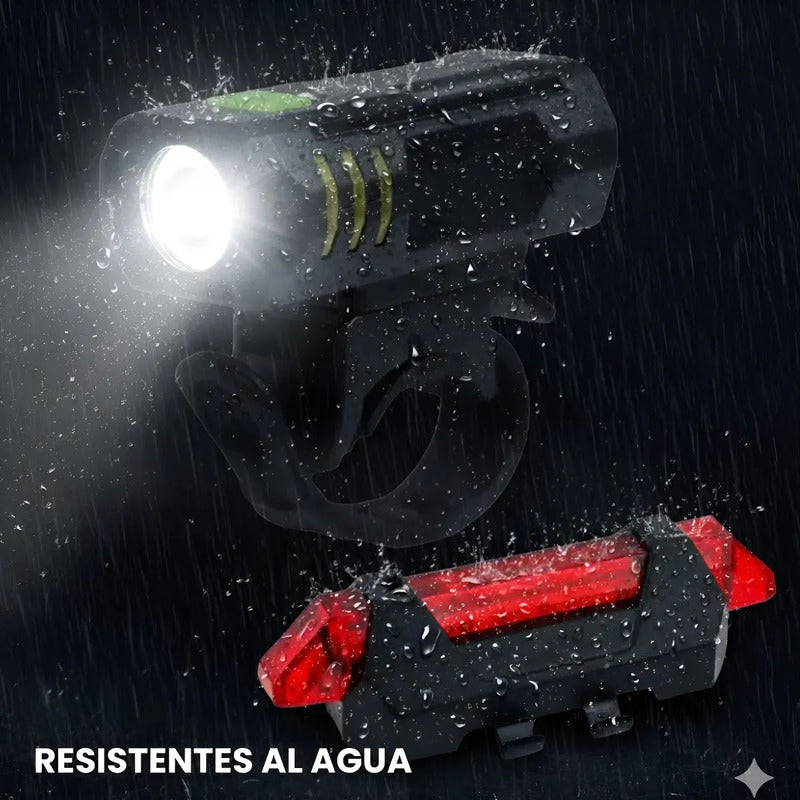 Pack Luz Led Delantera Y Trasera Bicicleta Usb Impermeable