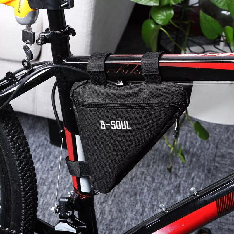 Bolso Triangular Cuadro Bicicleta Ergonomico Mtb Ruta Gravel Negro/rojo