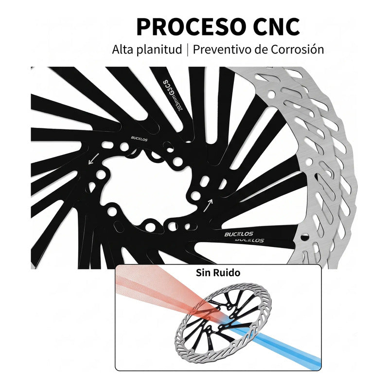 Disco Rotor De Freno Hidraulico 6 Pernos Ozono 203mm Silver-black