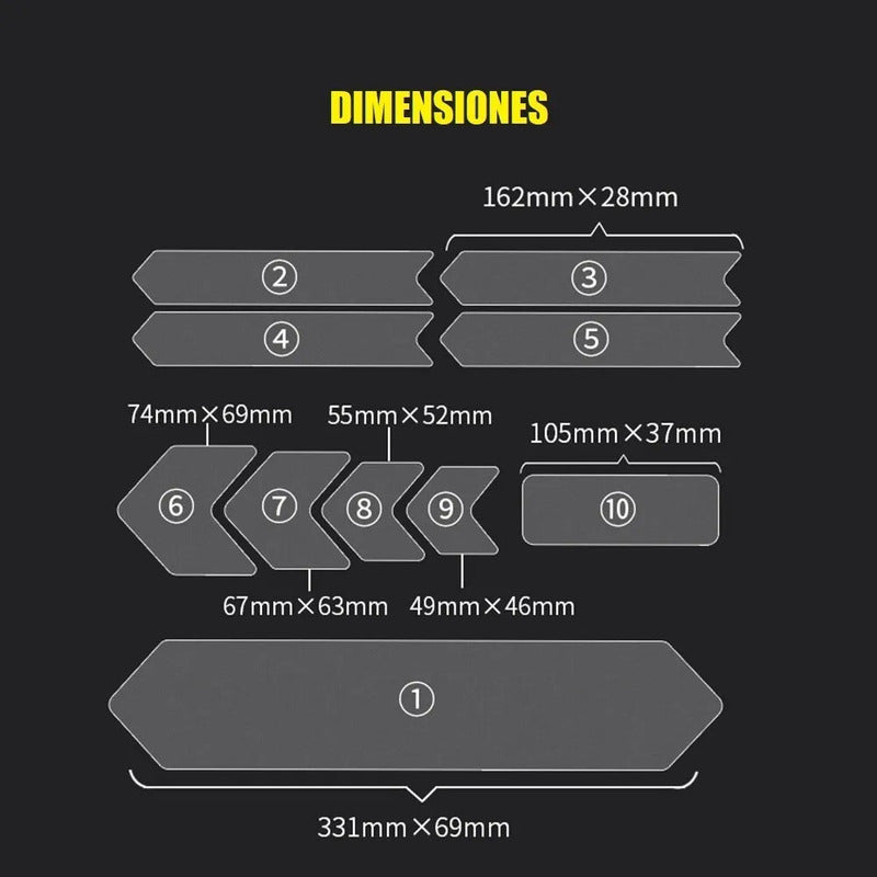 Kit Proteccion Para Cuadro Marcos De Bicicleta Adhesivo 3d Transparente