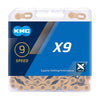Cadena 9v Kmc X9 Gold Ultra Light 3x9 2x9 1x9 Mi tienda-Repuesto-de-bicicleta