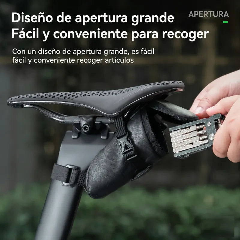 Bolso Para Sillin Bicicleta Impermeable Compacto Rockbros Negro-verde