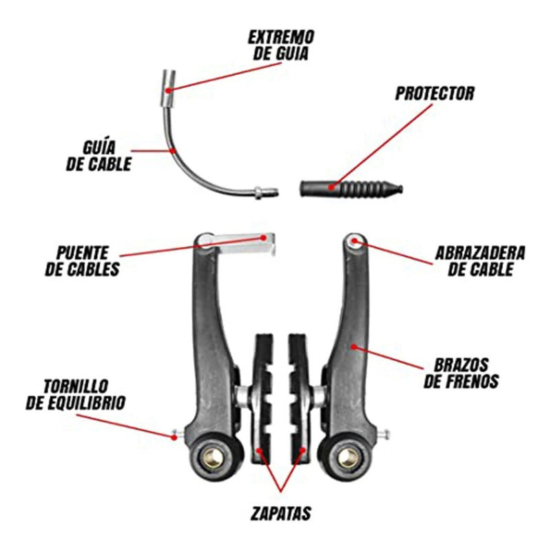 Kit Completo De Frenos V-brake Aluminio Bicicleta Mtb Ruta Mi tienda-Repuesto-de-bicicleta