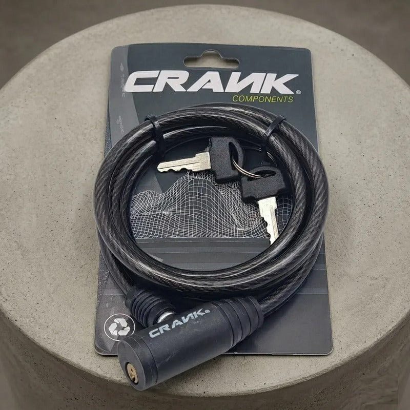 Candado Bicicleta Crank Con 2 Llaves 120cm X 8mm Negro