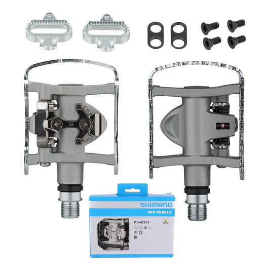 Pedales Anclaje Spd Mixtos Shimano Pd-m324 C/ Calas Original Plateado