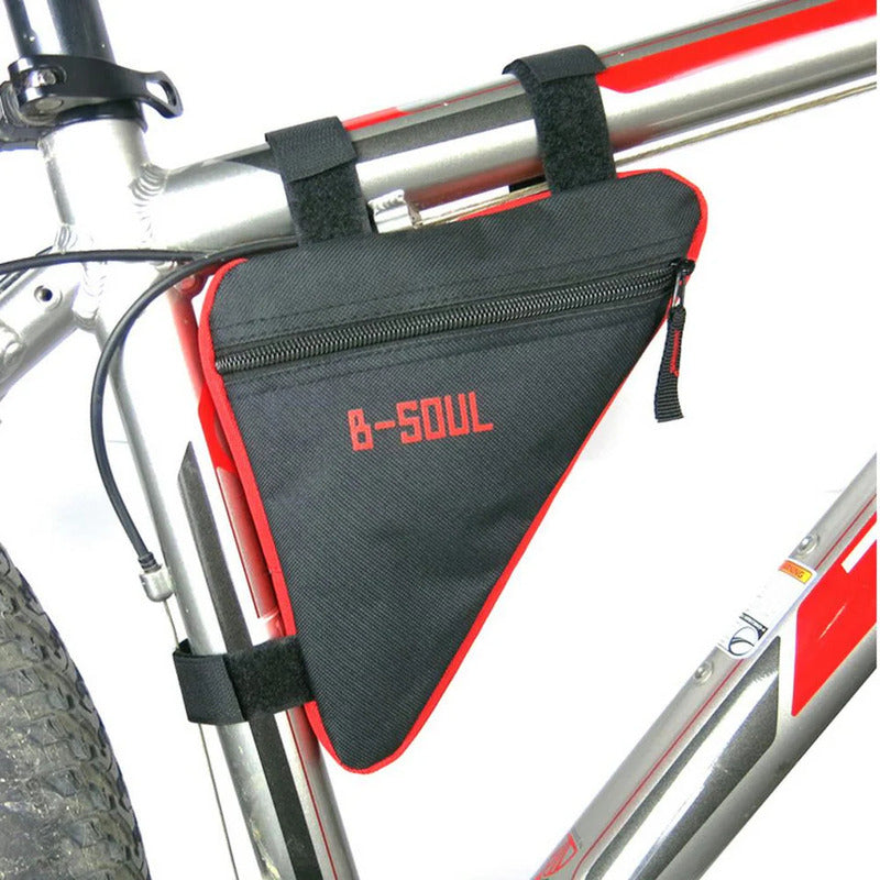 Bolso Triangular Cuadro Bicicleta Ergonomico Mtb Ruta Gravel Negro/rojo
