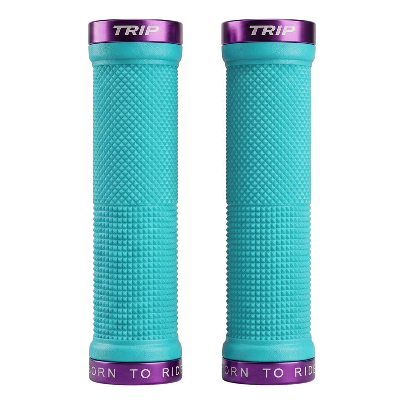 Puños Bicicleta Trip Lock Grips Antideslizante Turquesa Turquesa / Morado