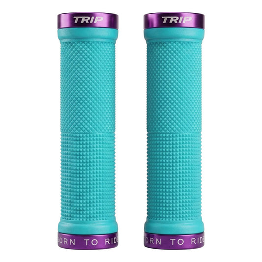 Puños Bicicleta Trip Lock Grips Antideslizante Turquesa Turquesa / Morado