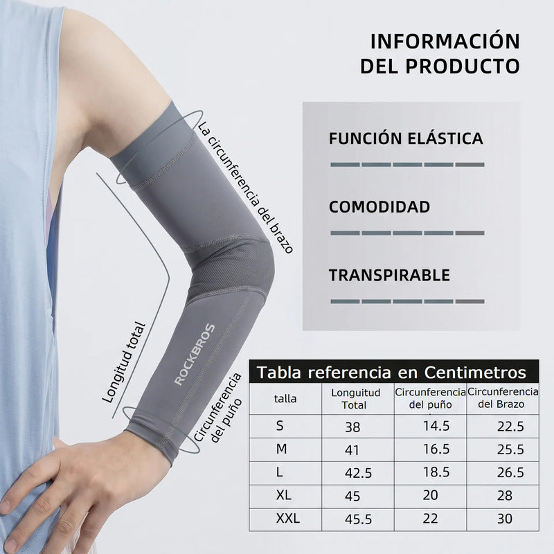 Manguillas Deportivas Respirables Premium Ciclismo Rockbros M Gris