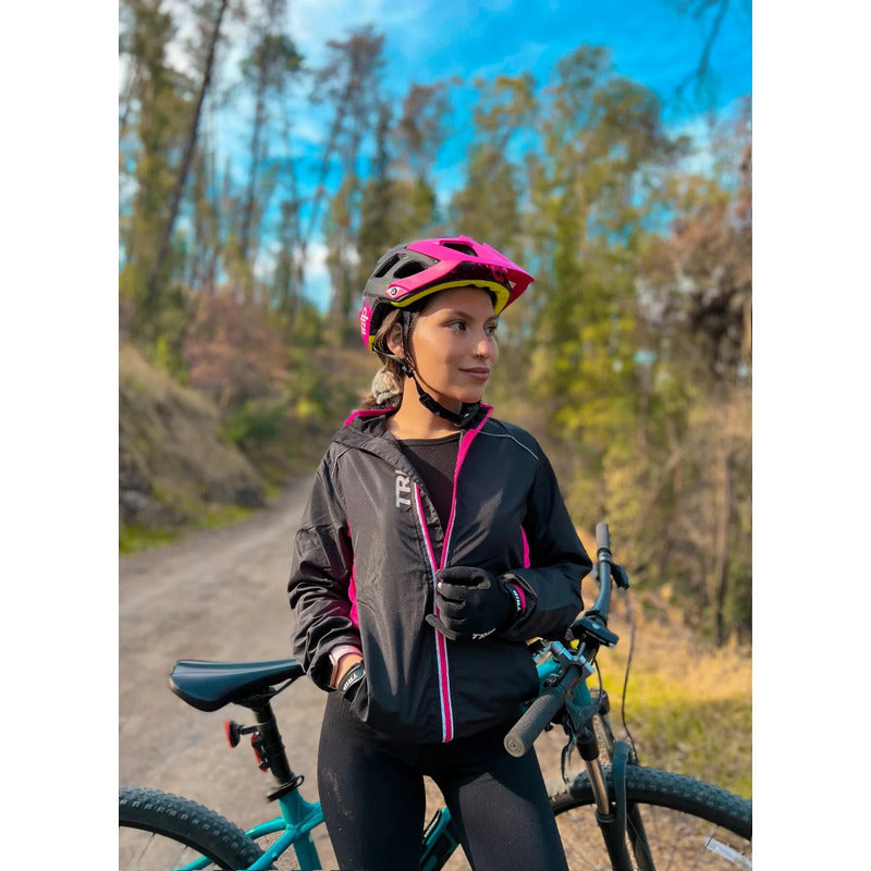 Cortaviento Reflectante Ciclismo Bici Trip Mujer Black Pink