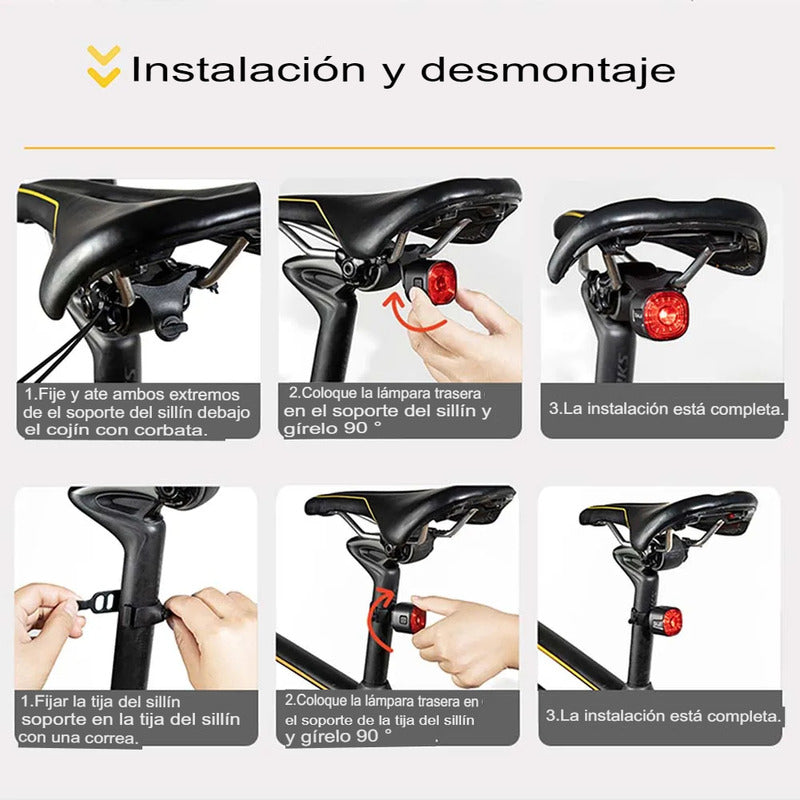 Luz Trasera Led Bicicleta Recargable Usb-c Ip66 Con Sensor Mi tienda-Repuesto-de-bicicleta